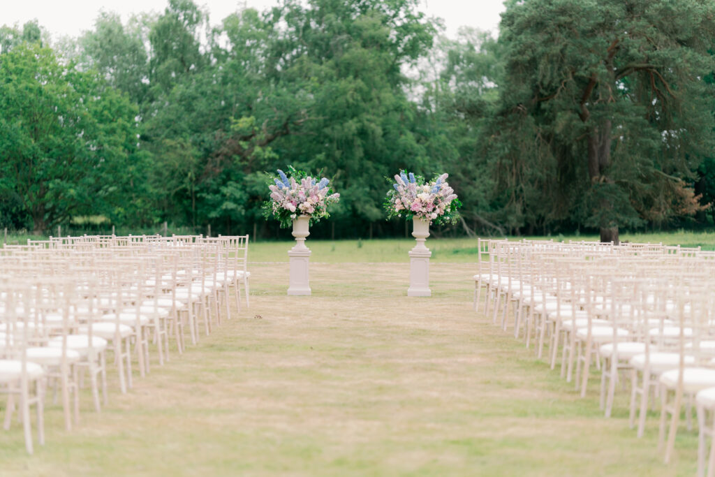 Outdoor wedding ceremony at Burtonfields Hall Yorkshire