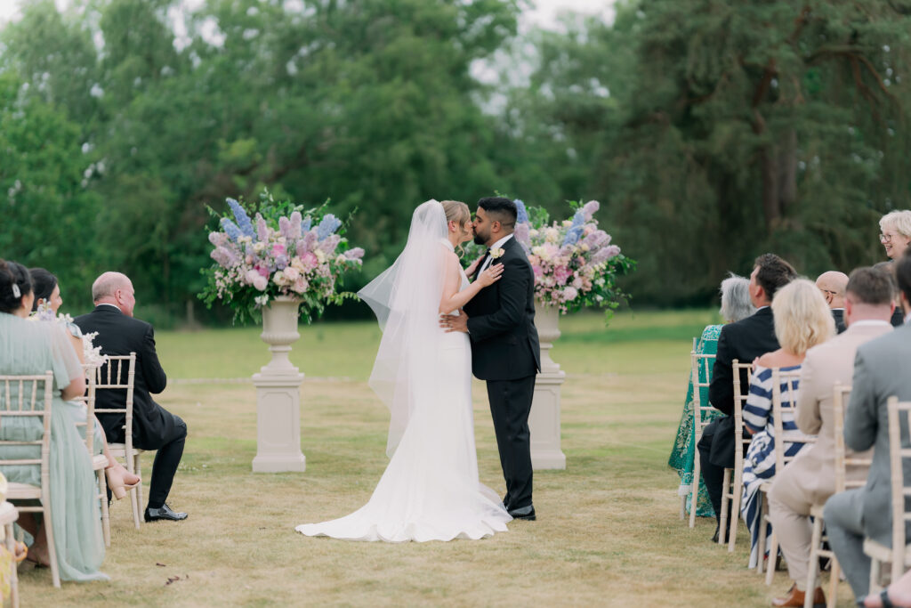Bride and groom during wedding ceremony, luxury wedding photography