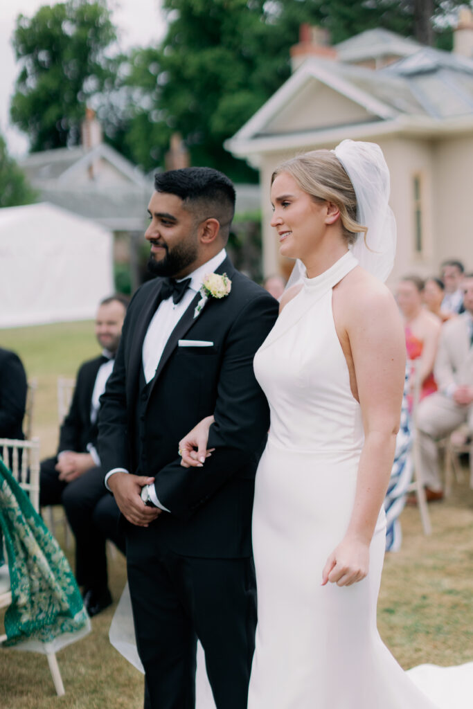 Wedding ceremony in countryside setting, romantic outdoor wedding