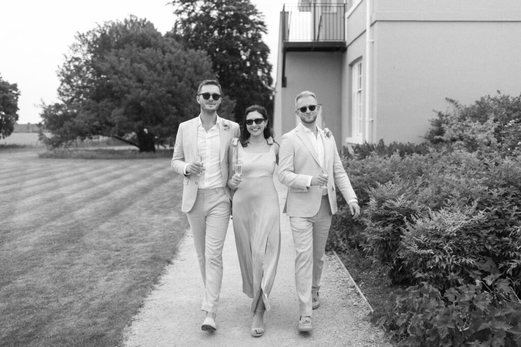 Wedding guests celebrating at Burtonfields Hall reception