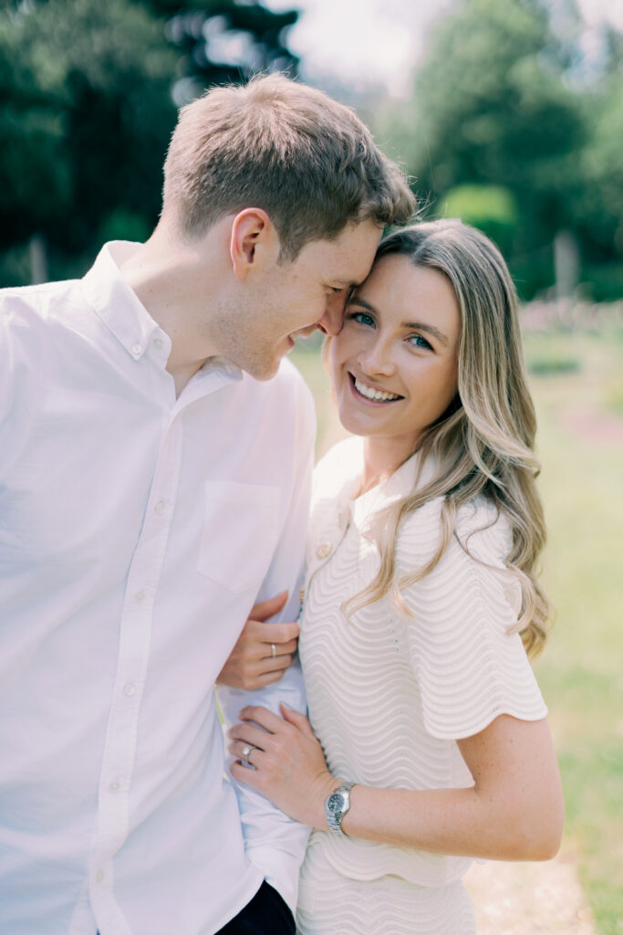 Romantic spring engagement shoot in blooming Chiswick House Italian garden London