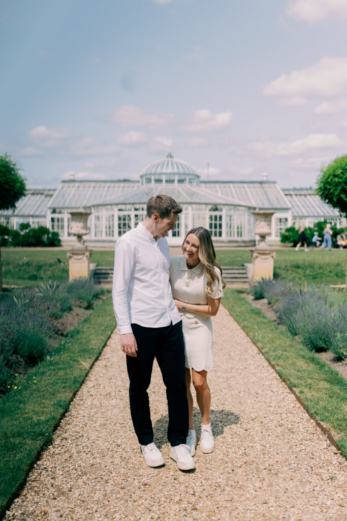 Luxury engagement photography with classical villa backdrop Chiswick House London