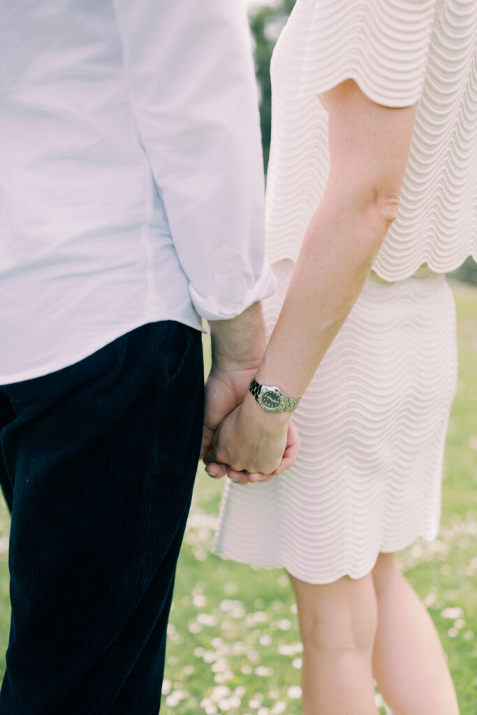 Fine art portraits by classical statuary Chiswick House engagement photography London